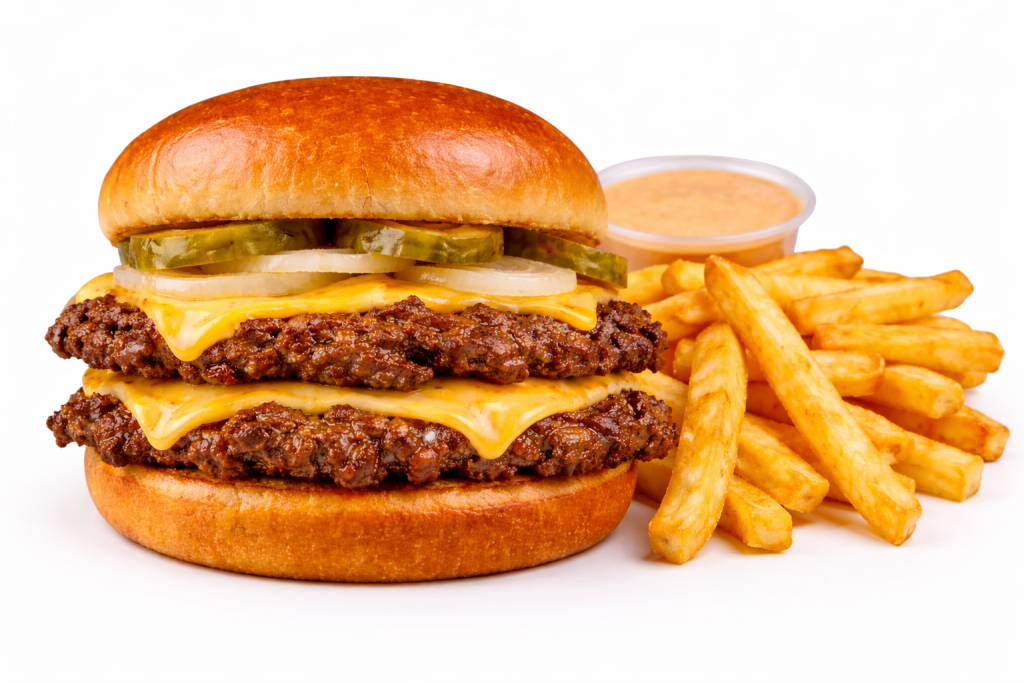 Double Smash Burger With Fries