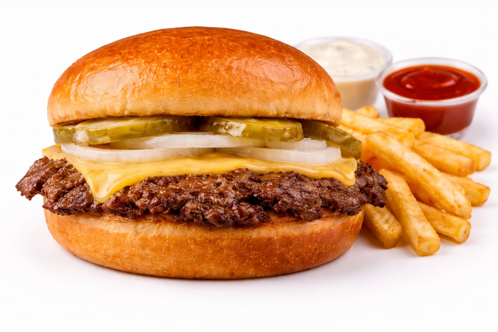 Smash Burger With Fries